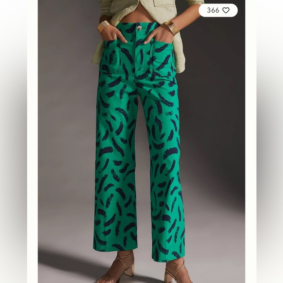 Anthropologie Maeve Colette Cropped Wide Leg Pants 26 Magic Fabric Trousers - Picture 2 of 13